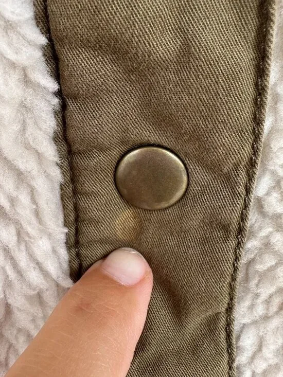 Madewell Sherpa Fleece Snap Jacket Womens Small Ivory Faux Shearling Coat - Picture 12 of 12